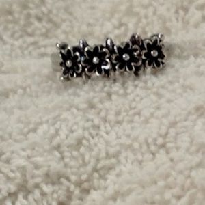 Silver floral ring